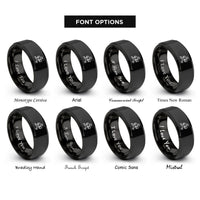 font options for inside engraving on black delivery courier running rings
