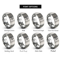 font options for inside engraving on gray delivery courier running rings