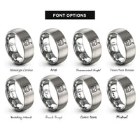 font options for inside engraving on gray delivery robot rings