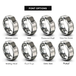 font options for inside engraving on grey delivery robot rings