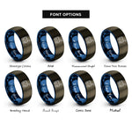 font options for inside engraving on gunmetal & blue delivery robot rings