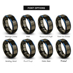 font options for inside engraving on gunmetal & blue delivery robot rings
