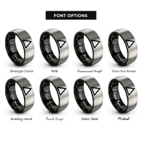 font options for inside engraving on black & gray delta rings