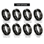 font options for inside engraving on black & gray delta rings