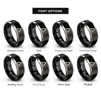 font options for inside engraving on black & gray delta rings