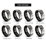 font options for inside engraving on black & silver delta rings