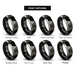 font options for inside engraving on black & grey delta rings