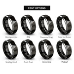 font options for inside engraving on black & silver delta rings