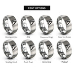 font options for inside engraving on silver delta change rings