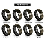 font options for inside engraving on gunmetal & black delta change rings