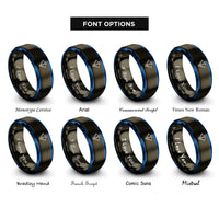 font options for inside engraving on gunmetal & blue delta robot rings