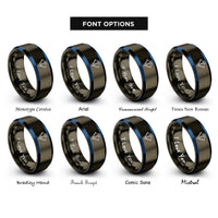 font options for inside engraving on gunmetal & blue delta robot rings