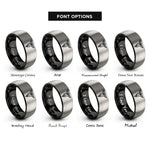 font options for inside engraving on black & silver dental caduceus rings