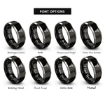 font options for inside engraving on black & grey dental caduceus rings