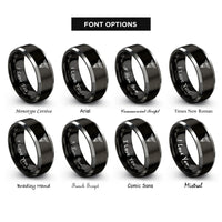 font options for inside engraving on black & grey dental caduceus rings