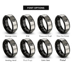 font options for inside engraving on black & silver dental caduceus rings