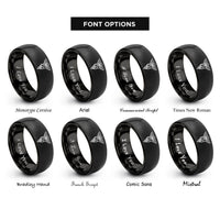 font options for inside engraving on black dental caduceus rings
