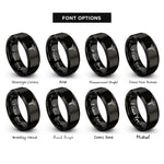 font options for inside engraving on black dental caduceus rings