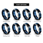 font options for inside engraving on blue & gray departure board rings
