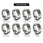 font options for inside engraving on silver departure board rings