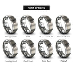 font options for inside engraving on silver departure board rings