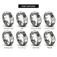 font options for inside engraving on grey departure board rings