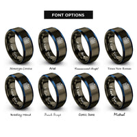 font options for inside engraving on gunmetal & blue departure board rings