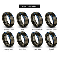 font options for inside engraving on gunmetal & blue departure icon rings