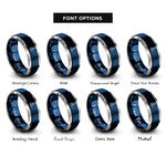 font options for inside engraving on blue & silver deployment dates anchor rings