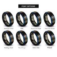 font options for inside engraving on gunmetal & blue depth camera icon rings