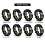 font options for inside engraving on gunmetal & blue depth camera icon rings