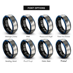 font options for inside engraving on black & blue & silver depth numbers rings