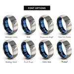 font options for inside engraving on blue & grey depth numbers rings