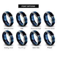 font options for inside engraving on blue & gray depth numbers rings
