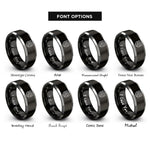 font options for inside engraving on black & silver desert dunes badge rings