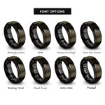 font options for inside engraving on gunmetal & black desert fox rings