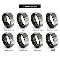 font options for inside engraving on black & gray desert sunburst cactus rings