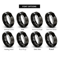 font options for inside engraving on black & silver desert sunburst cactus rings