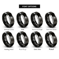 font options for inside engraving on black & gray desktop monitor graph rings