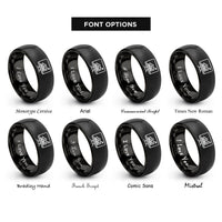 font options for inside engraving on black desktop monitor graph rings