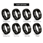font options for inside engraving on black desktop monitor graph rings