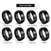 font options for inside engraving on black desktop monitor graph rings