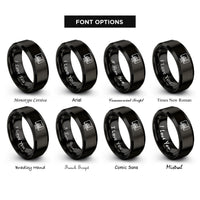 font options for inside engraving on black desktop monitor graph rings