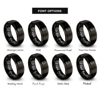 font options for inside engraving on black desktop pc tower rings