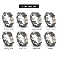 font options for inside engraving on grey desktop pc tower rings