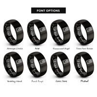 font options for inside engraving on black desktop tower rings