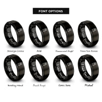 font options for inside engraving on black desktop tower rings