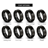 font options for inside engraving on black desktop tower rings
