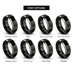 font options for inside engraving on black & grey dessert fork rings
