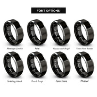 font options for inside engraving on black & grey dessert fork rings